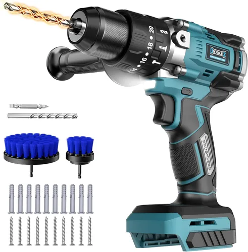Miniatura 11 de DIYtoolifz Taladro Eléctrico Inalámbrico Compatible con Batería de 18V de Makita, Juego de Taladro Eléctrico Sin Escobillas de 1/2 Pulgadas, 440