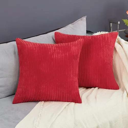 Miniatura 8 de Deconovo - Juego de 2 fundas de cojín de pana modernas, elegantes y suaves, aptas para lavadora, decoración del hogar para sala de estar, sofá