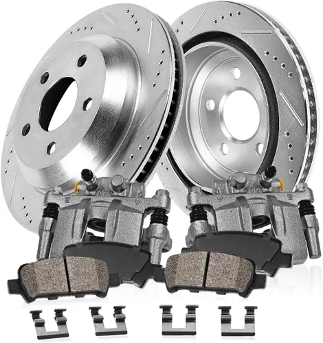 Callahan Brake Parts CCK13126 Pinzas de freno traseras premium rotores + pastillas para Ford Mustang Shelby GT500 2013 2014
