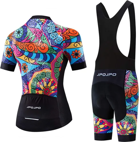 Miniatura 30 de Camiseta de ciclismo para mujer + pantalones cortos acolchados de manga corta para ciclismo, ropa de bicicleta