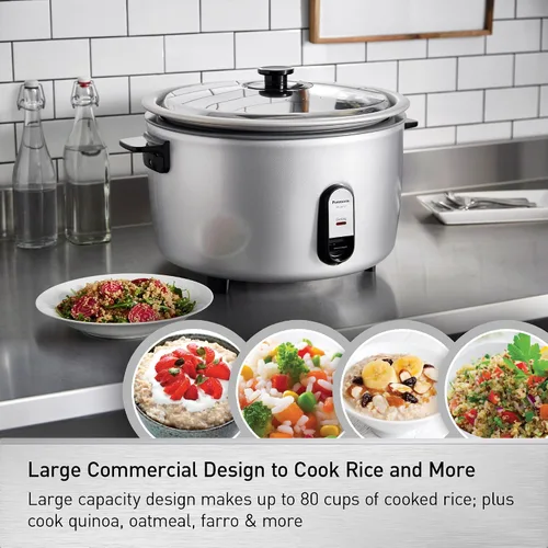 Miniatura 3 de Panasonic Arrocera eléctrica comercial, 208 V, capacidad extra grande, 80 tazas (cocida), 40 tazas (sin cocinar) con operación de un solo toque