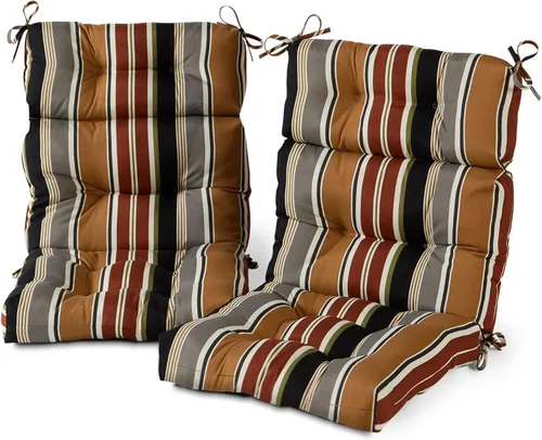 Miniatura 14 de Cojines para silla de respaldo alto para exteriores, diseño de asiento y respaldo con bisagras de una pieza, reversibles con 4 lazos, tela