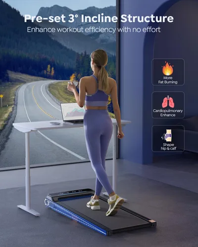 Miniatura 5 de ACEZOE Walking Pad Treadmill with 10% Incline, Under Desk Treadmill, Compact Portable Treadmills for Home Office, 285lbs Capacity, APP/Remote