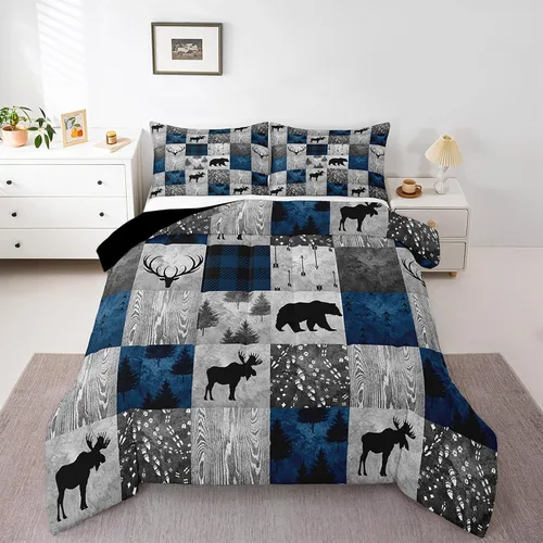 Miniatura 23 de Erosebridal Juego de edredón de campamento para niños y niñas, ropa de cama de campista tamaño twin, edredón vintage de campamento feliz