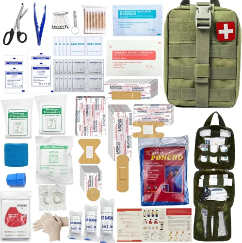 Miniatura 7 de Juego de 293 piezas – Kit de primeros auxilios Molle Bolsas de supervivencia de emergencia adecuado para actividades al aire libre, hogar, escuela