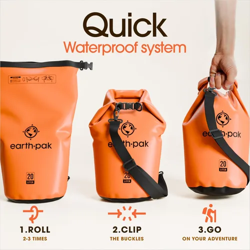 Miniatura 5 de Earth Pak Bolsa Seca Impermeable - Mochila Impermeable de Cierre Enrollable Superior Mantiene el Equipo Seco para Kayak con Funda Impermeable