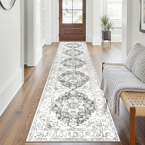 Miniatura 31 de Pauwer Alfombra vintage de flores 2 x 3 pulgadas, estilo envejecido, antideslizante, de pelo bajo, tapete para entrada, interior, pequeña, retro