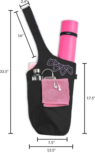 Miniatura 3 de Bolsa para esterilla de yoga: bolsa de yoga versátil con correas para alfombrilla y bolsillos de almacenamiento, sostiene esterillas de yoga