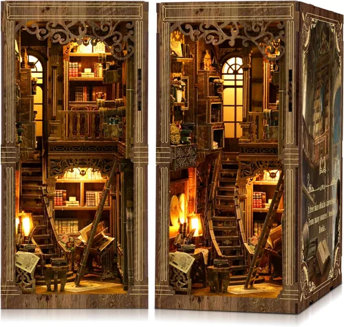 CRIOLPO Kits de Rincón de Libros para Adultos - Kit de Rincón de Libros Decoración de Estantería Casa en Miniatura DIY Kit para Estantería - Kits de