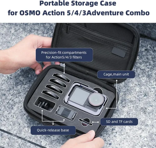Miniatura 3 de Funda de transporte resistente al agua para DJI Osmo Action 6/5 Pro/4/3, funda rígida de viaje compatible con GoPro Max Hero 13/12/11/10/9/8/7