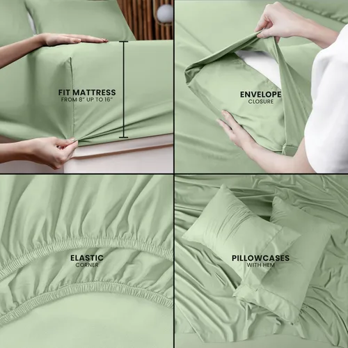 Miniatura 91 de Utopia Bedding Juego de sábanas Queen – Sábanas de 4 piezas para cama tamaño Queen, microfibra suave y transpirable, incluye 1 sábana bajera, 1 Gris