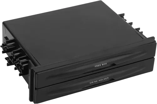 Caja de almacenamiento de radio de coche,Bolsillo de radio DIN único,Multiuso ABS Universal 1DIN 2 Capa Negro Portavasos para recoger artículos