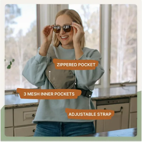 Miniatura 3 de Parker - Riñonera portátil para pañales para bebés, bolsa cruzada para mamás, "Bolsa de cinturón de abedul", Gris