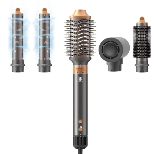 Miniatura 9 de Cepillo secador de pelo Air Styler: herramientas de doble voltaje 7 en 1 con alisador de aire caliente, rizadores de envoltura automática