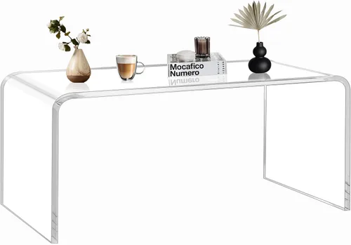 Miniatura 17 de Mesa auxiliar acrílica, mesa de centro iridiscente arcoíris con cubierta de mesa de PVC, muebles de acrílico transparente, mesita de noche redonda