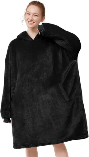 Miniatura 19 de LetsFunny Manta con Capucha, Sudadera Manta de Forro Polar Sherpa de Gran Tamaño Usable, Súper Suave Cálida y Acogedora con Bolsillo Gigante, Girasol