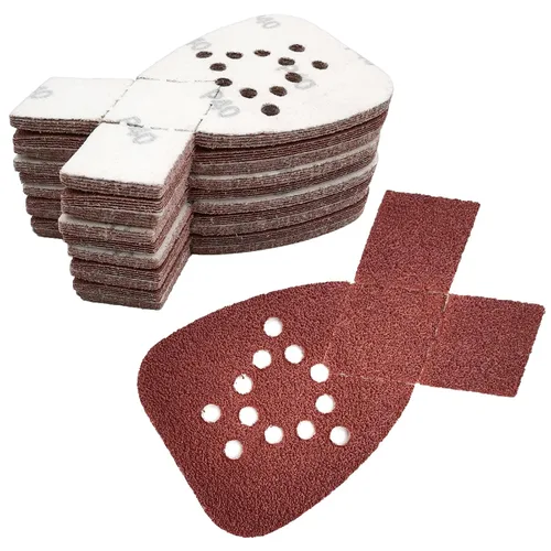 50 piezas de papel de lija de ratón con 2 puntas adicionales para reemplazo de detalles, almohadillas de lijadora de lijadora, 12 agujeros de gancho