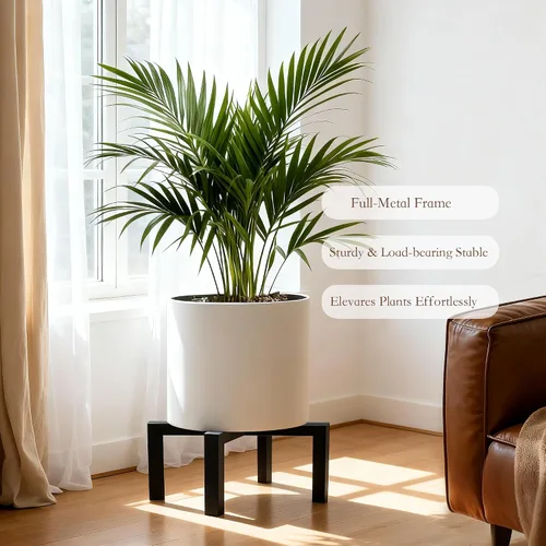 Miniatura 2 de Paquete de 2 soportes metálicos de 10 pulgadas para interiores y exteriores, taburetes resistentes para interiores, soportes modernos de mediados