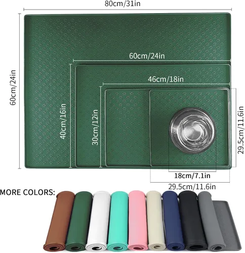 Miniatura 2 de Ptlom Mantel individual para mascotas, para perros y gatos, impermeable, de silicona, para alimentos y agua, para perros pequeños, medianos y Verde