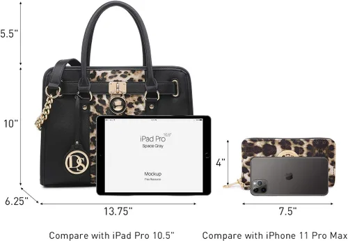 Miniatura 54 de Dasein Bolsos de mano de dos tonos para mujer, bolsos de hombro de cuero vegano, bolsa grande con cartera a juego
