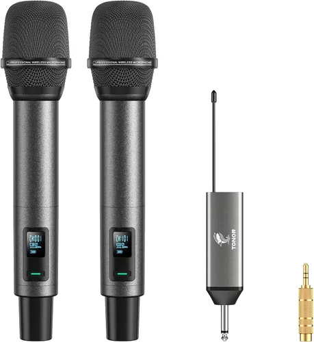 Miniatura 10 de TONOR Sistema de Micrófono Inalámbrico, Escaneo Automático y Emparejamiento UHF Micrófono de Karaoke Recargable, 2x100 Micrófono Inalámbrico