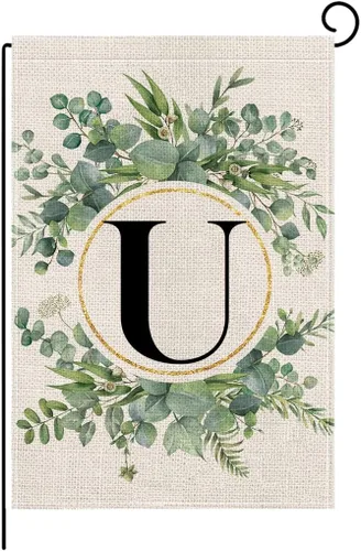Miniatura 23 de wyooxoo Bandera de jardín floral con monograma de letra H de 12 x 18 pulgadas, doble cara para exteriores, familia, apellido, bandera inicial
