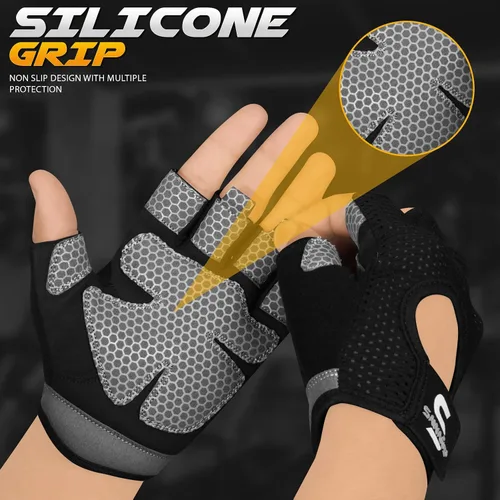 Miniatura 2 de SAWANS Guantes de entrenamiento para hombres y mujeres, guantes para levantamiento de pesas, guantes de gimnasio, fitness, ejercicio, ciclismo, Negro