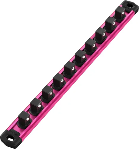 Miniatura 16 de WORKPRO Organizador magnético de llaves de vaso, riel de llaves de aleación de aluminio de 1/2 pulgada, soporte para llaves de vaso de servicio Rojo