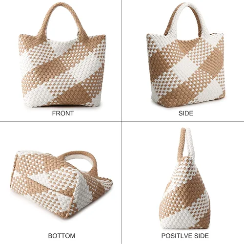 Miniatura 6 de Bolso tejido para mujer, bolso tote de cuero vegano grande para verano, playa, viaje, bolso de mano y cartera retro hecho a mano, bolso de hombro