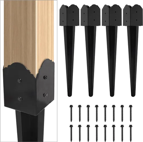 Miniatura 13 de Anclaje de poste de valla de 4"x4", Anclaje de poste de valla de metal resistente de 36"x4"x4" con punta de tierra para buzón, comedero de pájaros
