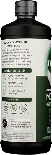 Miniatura 6 de Nutiva - Aceite MCT orgánico, sin sabor, 32 oz, USDA orgánico, sin OMG, sin BPA, Aprobado Whole 30, vegano, sin gluten y keto, 14 g de MCT por