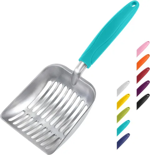 Miniatura 14 de WePet Cuchara de arena para gatos, tamiz de aleación de aluminio, pala de metal profunda, mango largo, tamizado de excrementos, levantador de heces
