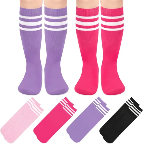 4 pares de calcetines de fútbol para niños pequeños, calcetines de fútbol para niñas, calcetines de fútbol para niños pequeños, calcetines de tubo