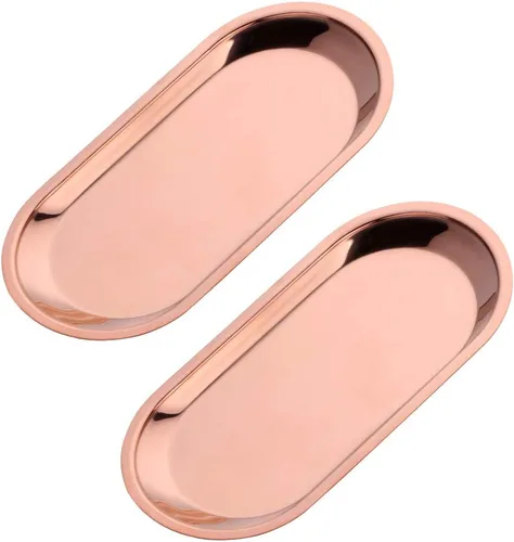 Miniatura 17 de Buyer star Bandeja ovalada de acero inoxidable de 9 pulgadas, bandeja de almacenamiento, bandeja de almacenamiento, plato de platos, cosméticos