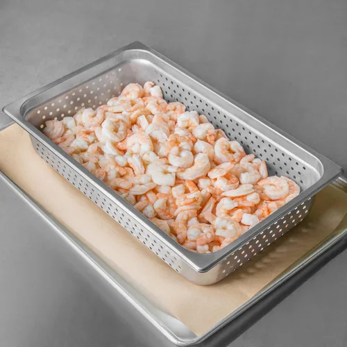 Miniatura 7 de BIEAMA Bandeja para mesa de vapor de 1/3 de tamaño, 4 pulgadas de profundidad, acero inoxidable perforado antiatascos NSF, bandeja de hotel