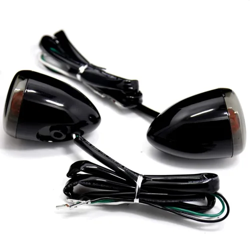 Miniatura 5 de Señales de giro y soporte de bala negra para Harley Dyna Softail Fatboy Sportster FXDB