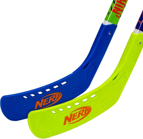 Miniatura 7 de Franklin Sports NERF Proshot Set de palos de hockey para niños + pelota - Juego de 2 jugadores para interior + exterior - 2 en 1 hockey de rodilla +