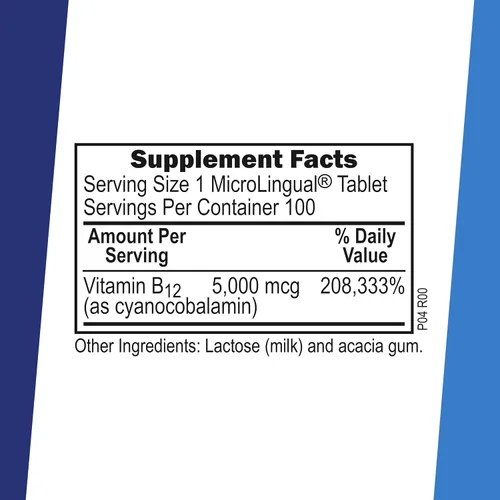 Miniatura 2 de Superior Source No Shot Vitamina B12 cianocobalamina 5000 mcg, tabletas microlingües de disolución rápida de 100 unidades, suplemento B12