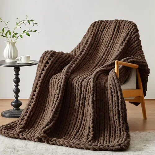 Miniatura 24 de Negwoo - Manta de punto grueso, de felpilla, para cama y sofá, manta de ganchillo hecha a mano, grande y gruesa, lavable a máquina, bonita y cómoda