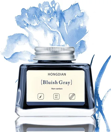 Miniatura 22 de Asvine Hongdian Pluma estilográfica con tinta embotellada Azul, Botella de tinta de 60ml para pluma estilográfica sin carbono