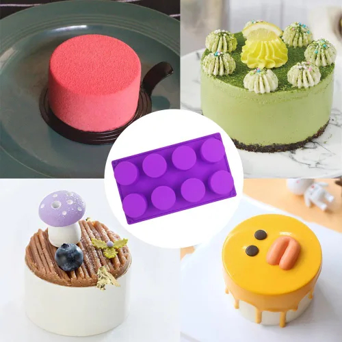 Miniatura 6 de SourceTon - Molde para hornear de silicona redondo grande de 8 cavidades, 3 paquetes de moldes antiadherentes de grado alimenticio para pasteles