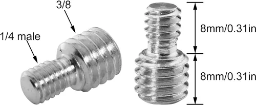 Miniatura 3 de 3 adaptadores de tornillo de trípode roscados macho de 3/8 pulgadas a macho de 1/4 pulgadas, macho de 1/4 pulgadas a macho de 3/8 pulgadas macho