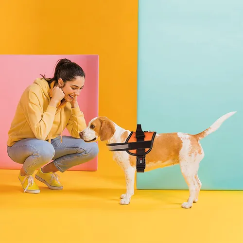 Miniatura 6 de Dogline Arnés para perro, chaleco reflectante ajustable sin tirones con asa para caminar, entrenar, transpirable, arnés sin estrangulamiento