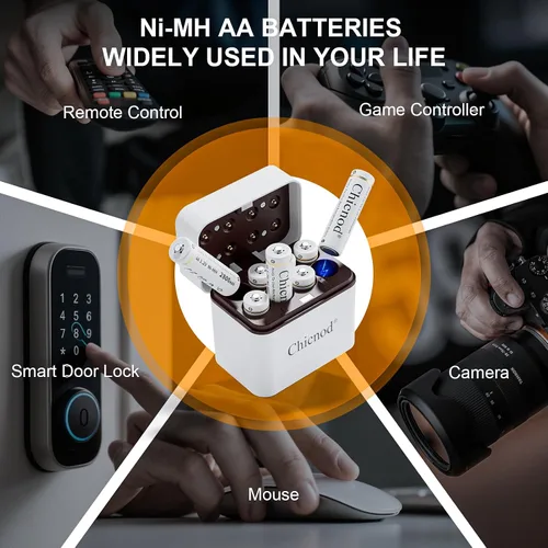 Miniatura 6 de Baterías AA Recargables con Cargador, Batería Ni-MH de Alta Capacidad de 2800mAh, Paquete de 8 de 1.2V Doble A NiMH con Cargador Tipo-C de Carga