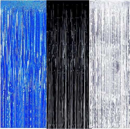 Decoraciones de graduación azul marino, plateado, negro 2026/azul marino, negro, decoraciones de fiesta de graduación 2026 clase de 2026/cortinas de