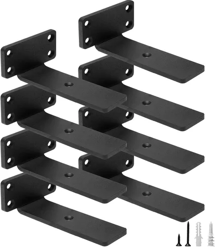 Miniatura 16 de HITOMEN Soportes de estante flotante de servicio pesado, accesorios de estantes ocultos de 8 pulgadas (1/5 pulgadas de grosor), soportes de hierro