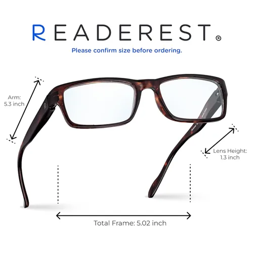 Miniatura 3 de Readerest Lentes de lectura con luz azul, anteojos ligeros para computadora, fatiga ocular, protección contra reflejos UV (borbón + tortuga)