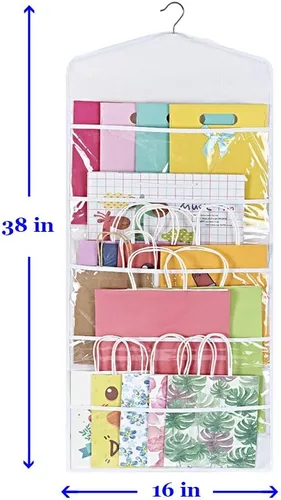 Miniatura 4 de ProPik Organizador de Almacenamiento para Bolsas de Regalo Colgantes de Doble Cara con Múltiples Bolsillos Delanteros y Traseros - Organice Su Papel