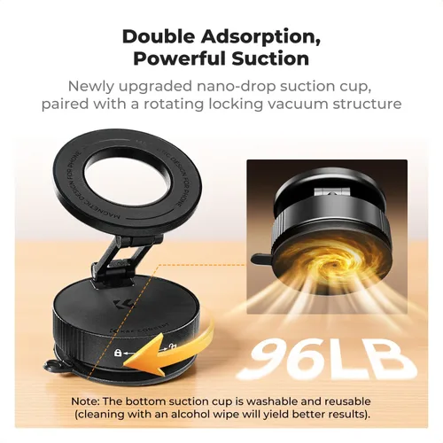 Miniatura 3 de K&F CONCEPT Soporte magnético para teléfono para automóvil, soporte magnético de vacío giratorio de 360° para tu coche/gimnasio/espejo/superficie