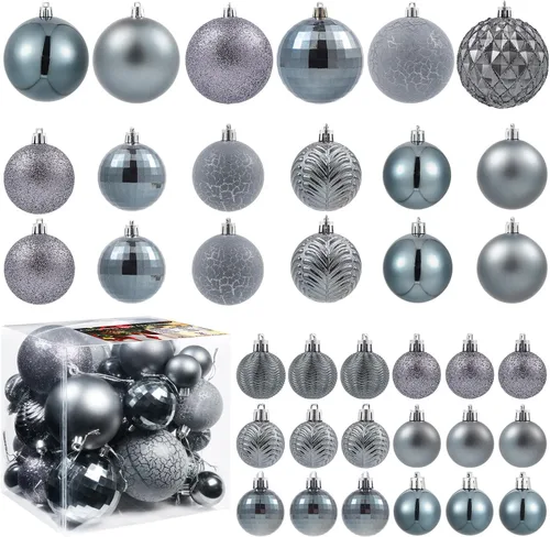 Miniatura 17 de LANGXUN 36 bolas de decoración de árbol de Navidad azul medianoche, bolas de Navidad, decoración de Navidad 2025, adornos de Navidad inastillables